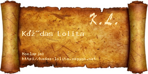 Kádas Lolita névjegykártya